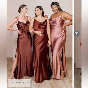Revelry Terracotta Rust (709) Skye Satin Bridesmaid Dress